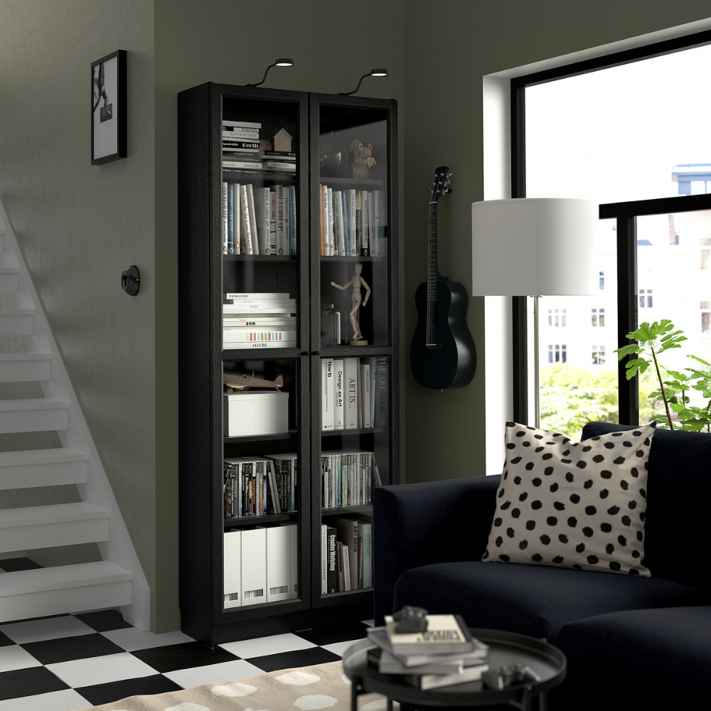 BILLY/OXBERG IKEA Стеллаж, черный,, 80x30x202 см