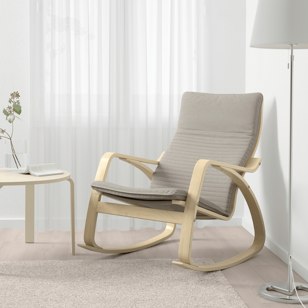 POANG IKEA Кресло-качалка, березовый шпон, светло-бежевый