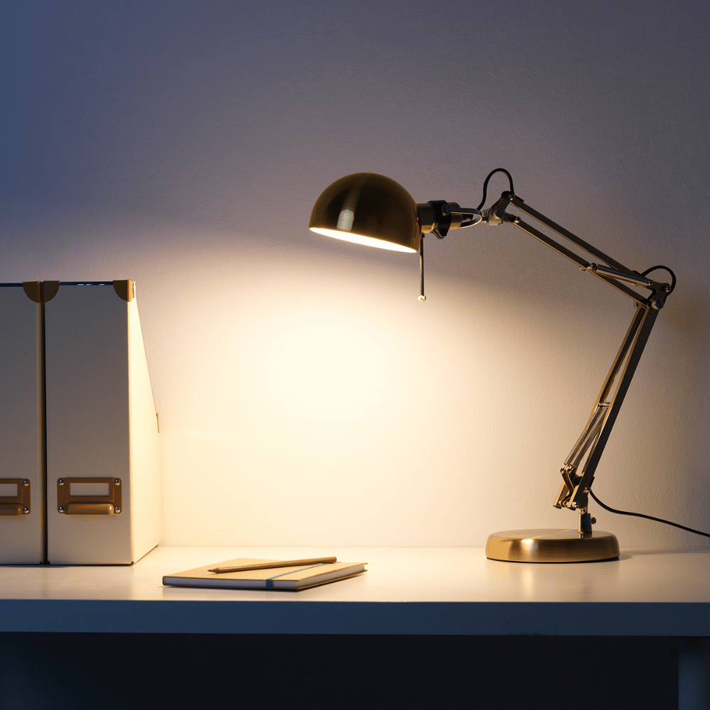 FORSA IKEA Лампа рабочая, желтая медь