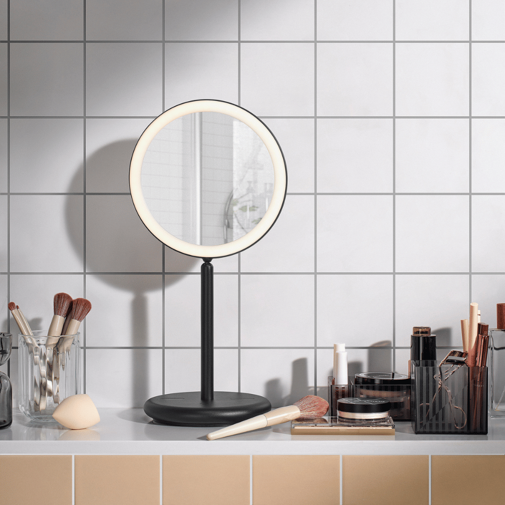 EKFANN IKEA Настольное зеркало с подсветкой, регулируемая яркость/черный