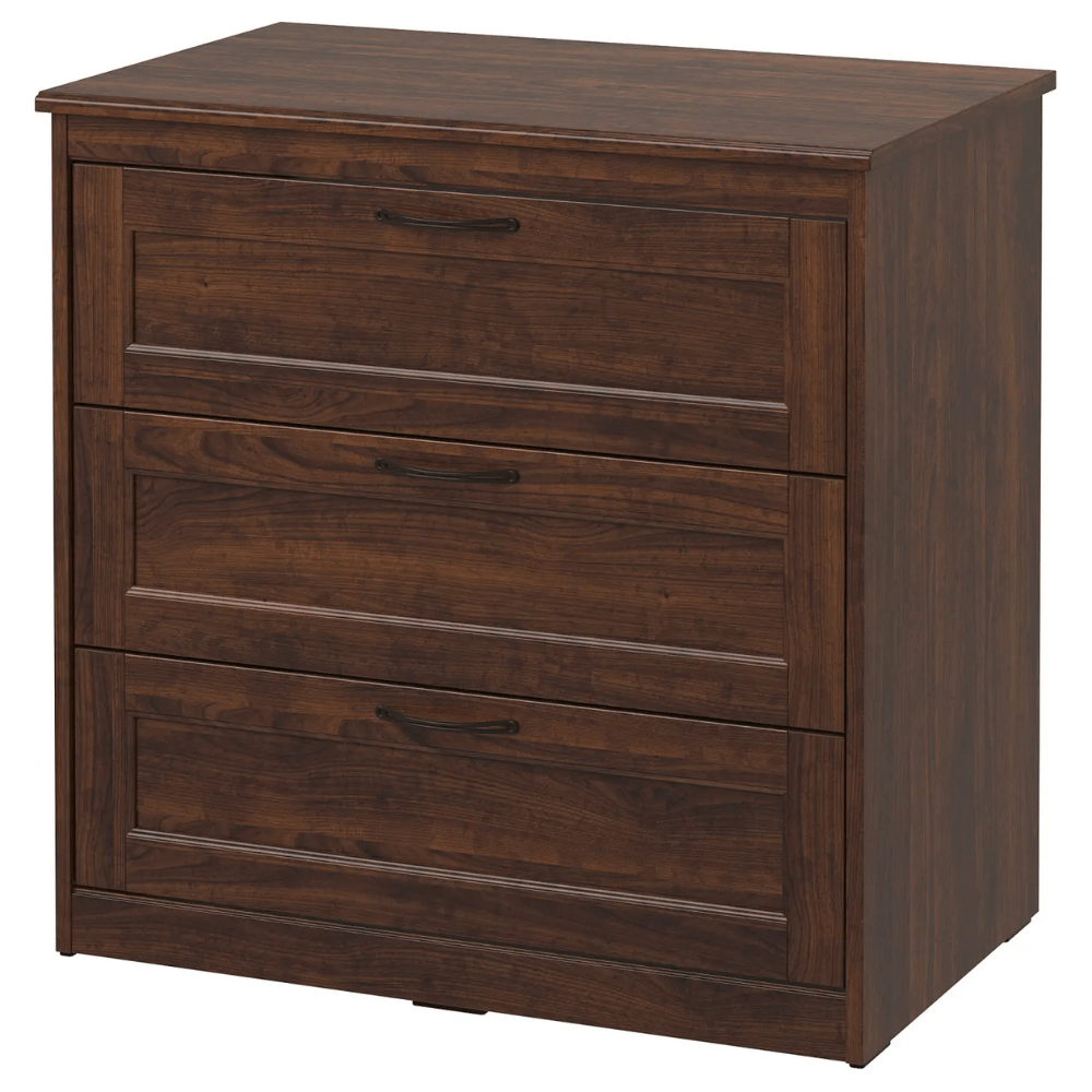 SONGESAND IKEA Комод с 3 ящиками, коричневый, 82x81 см