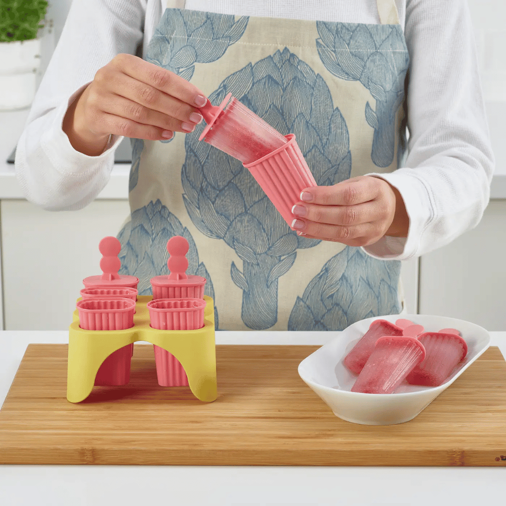 UPPFYLLD IKEA Форма для приготовления мороженого на палочке, розовый/жёлтый