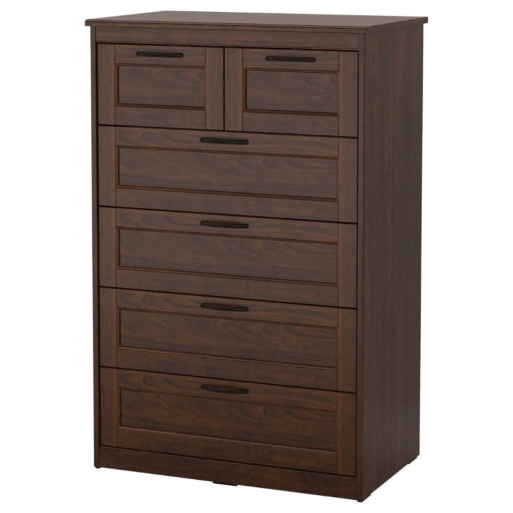 SONGESAND IKEA Комод с 6 ящиками, коричневый, 82x126 см