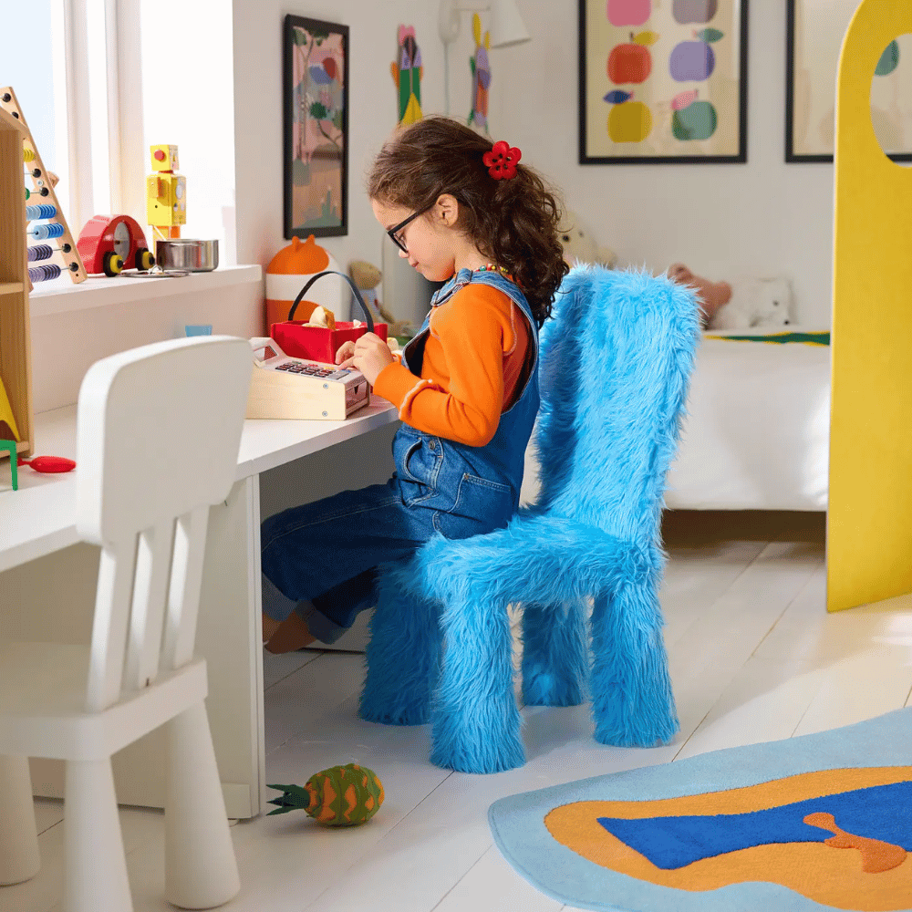 GREJSIMOJS IKEA Чехол на детский стул, искусственный мех/синий