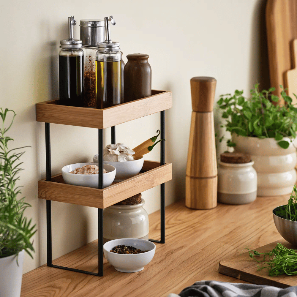 NALBLECKA IKEA Органайзер для кухонной столешницы, металлический/бамбук, 23x13x15 см