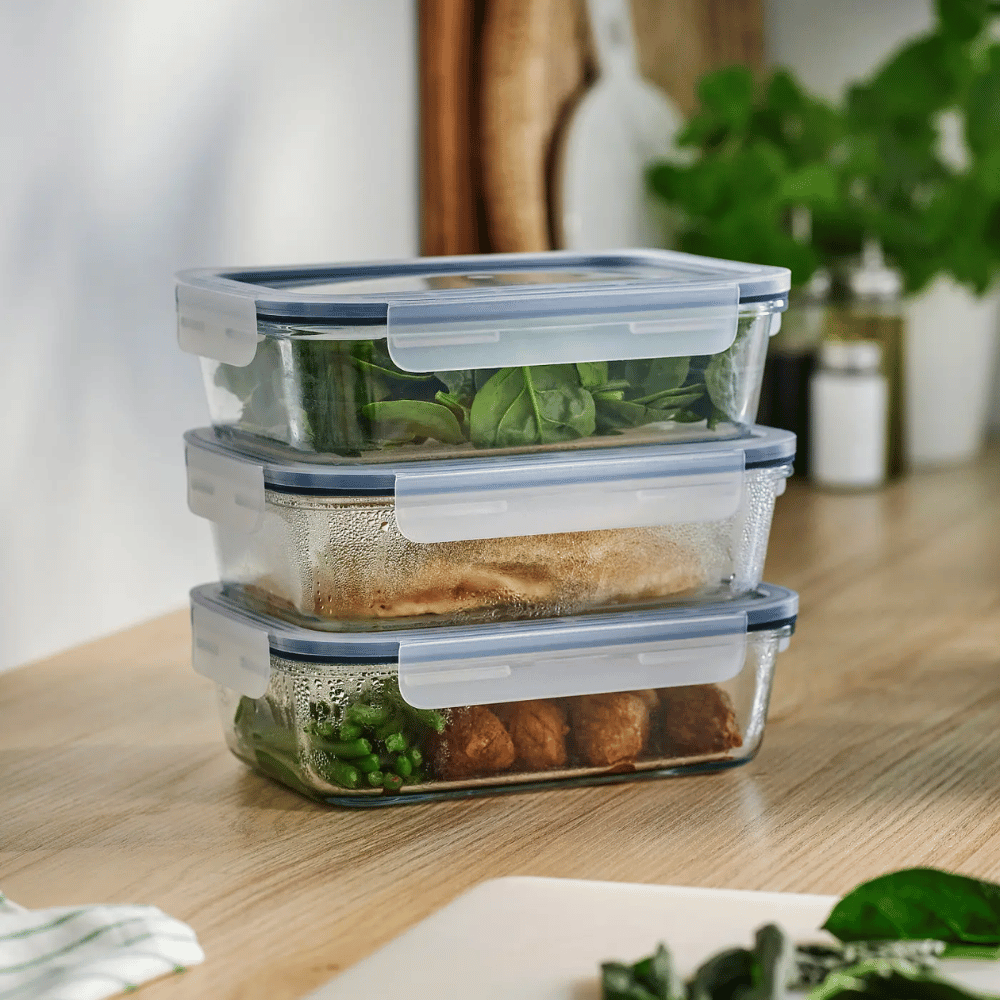 IKEA 365+ Контейнер для продуктов с крышкой, прямоугольн формы/стекло, 1.0 л
