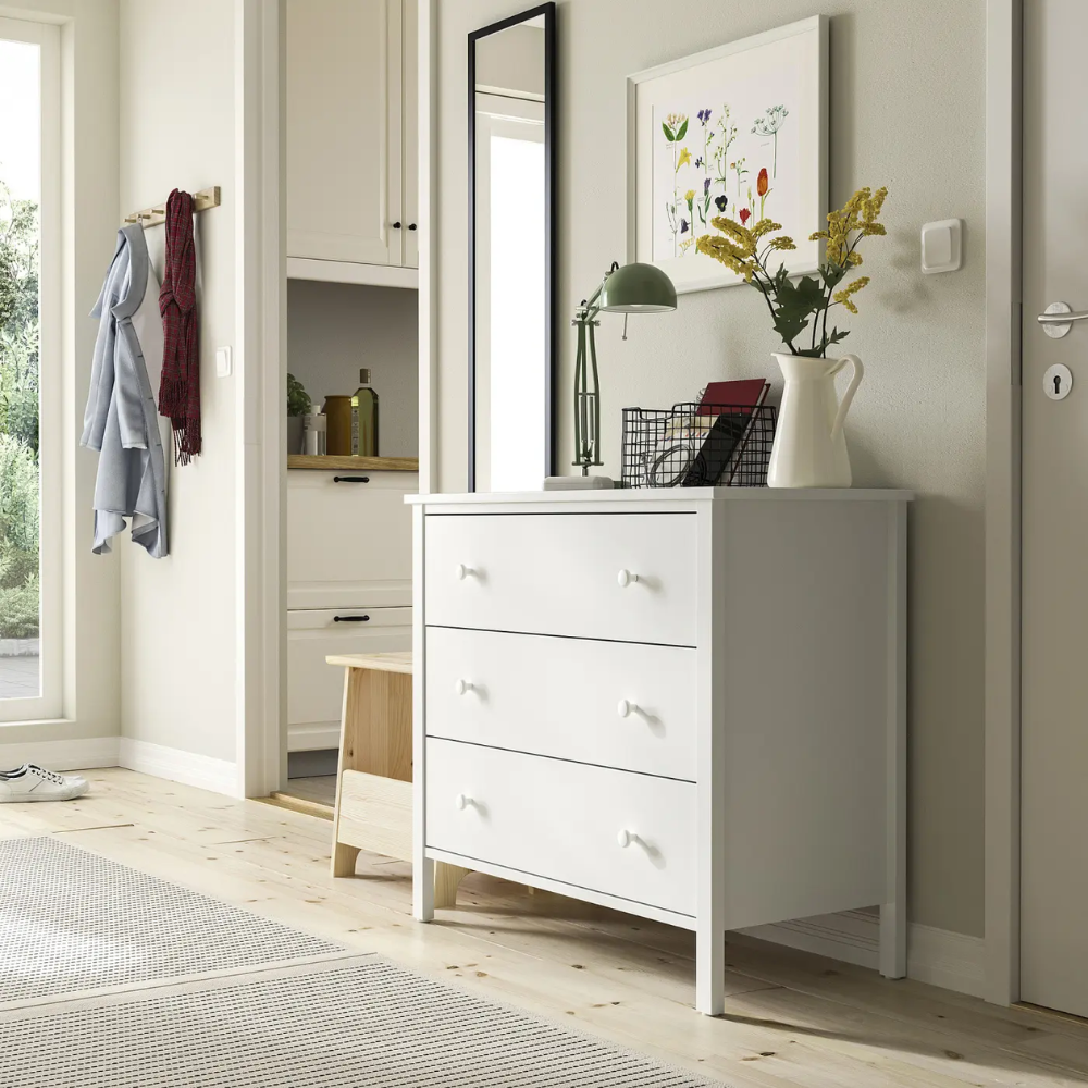 KILBERGET IKEA Комод с 3 ящиками, белый, 86x78 см