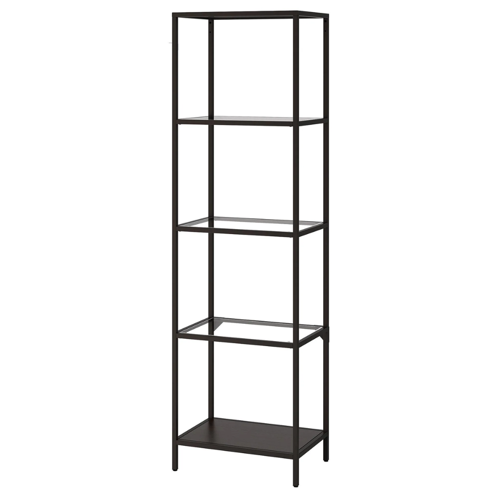 VITTSJO IKEA Стеллаж, черно-коричневый/стекло, 51x175 см