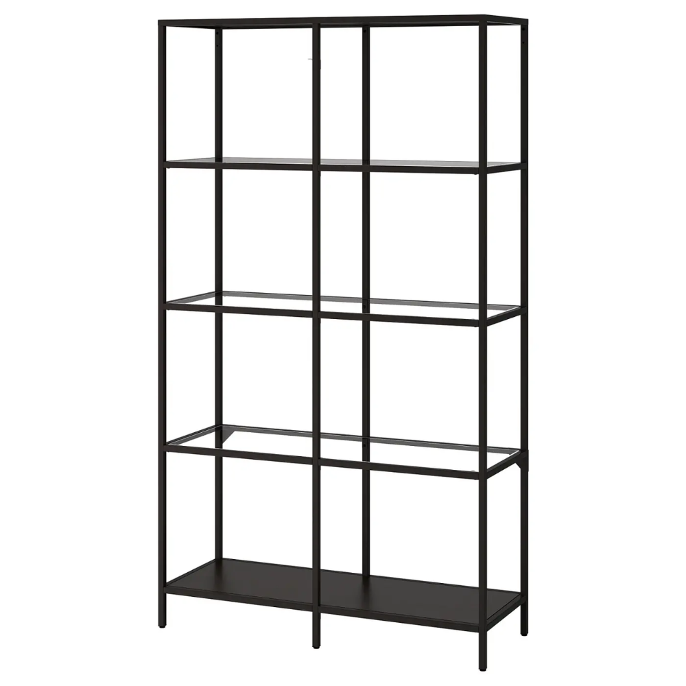 VITTSJO IKEA Стеллаж, черно-коричневый/стекло, 100x175 см