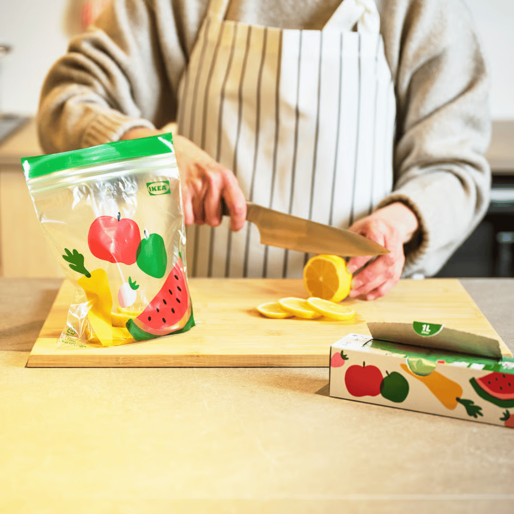 ISTAD IKEA Пакет закрывающийся, с рисунком фрукты/овощи зеленый, 1 л, 25 шт.