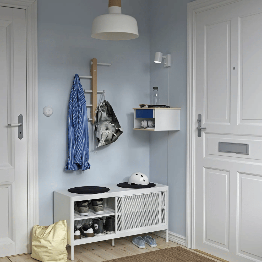 MACKAPAR IKEA Скамья с отделен/раздвижные дверцы, белый, 100x37x52 см