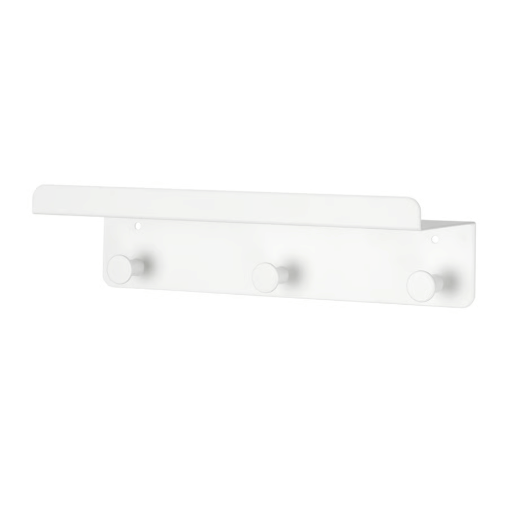 ENUDDEN IKEA Настенная полка с 3 крючками, белый, 30x8 см