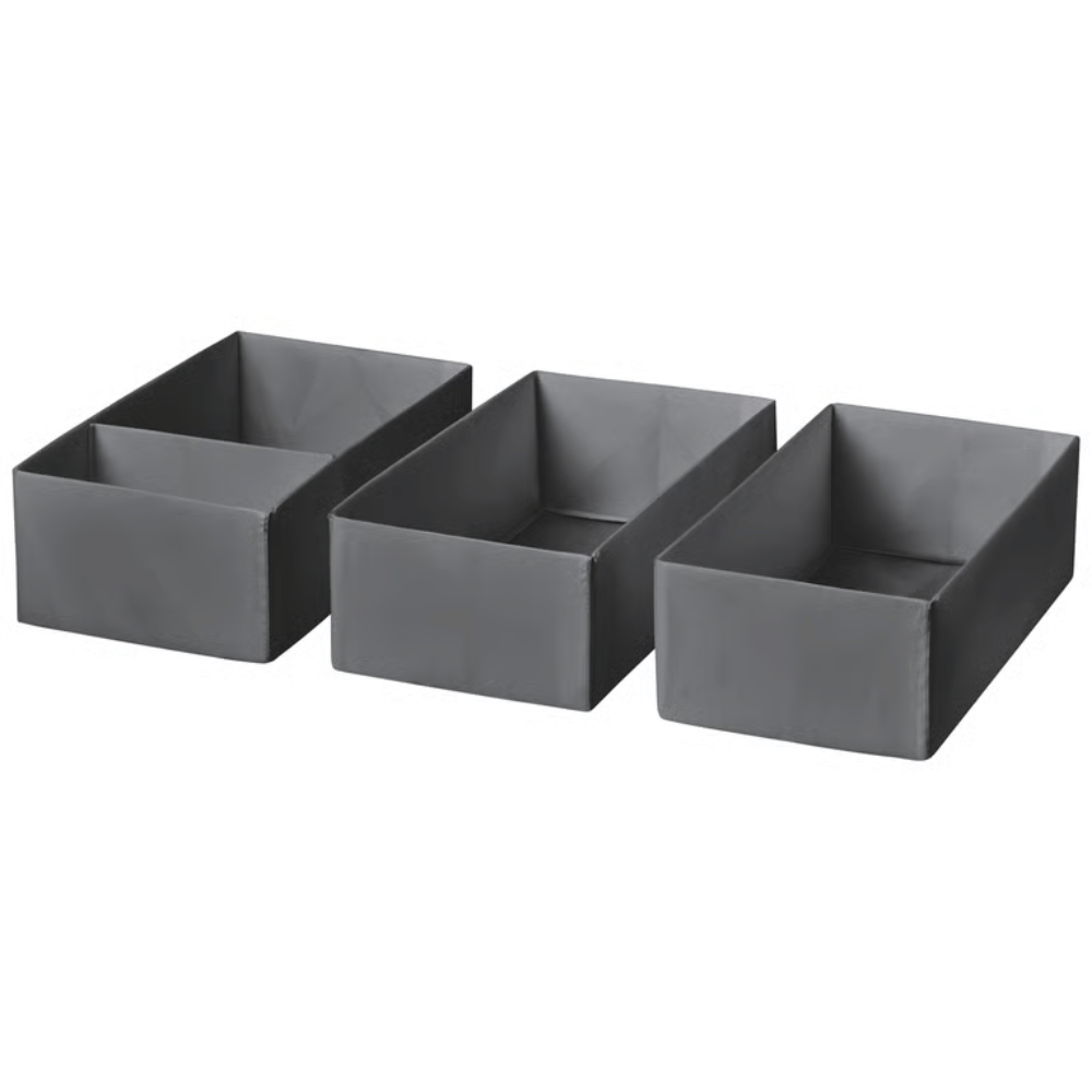 SKUBB IKEA Набор коробок,3шт, темно-серый, 20x38x12 см