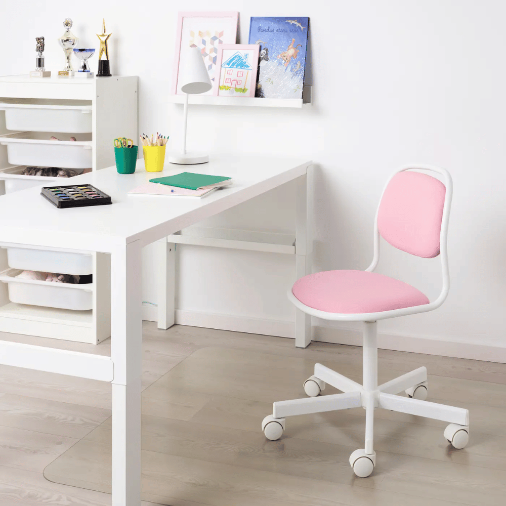 ORFJALL IKEA Детский стул д/письменного стола, белый/Vissle розовый