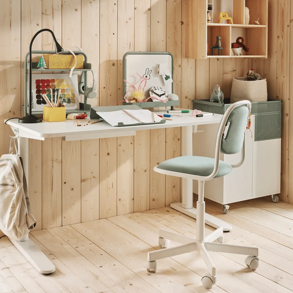 ORFJALL IKEA Детский стул д/письменного стола, белый/Vissle светло-зеленый
