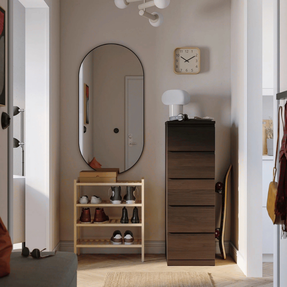 STORKLINTA IKEA Комод с 5 ящиками, темно-коричневый под дуб, 40x50x120 см