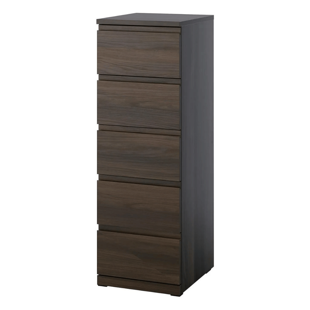 STORKLINTA IKEA Комод с 5 ящиками, темно-коричневый под дуб, 40x50x120 см