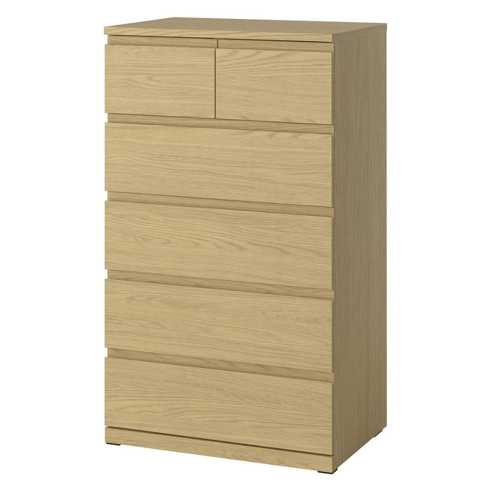 STORKLINTA IKEA Комод с 6 ящиками, под дуб, 70x50x120 см