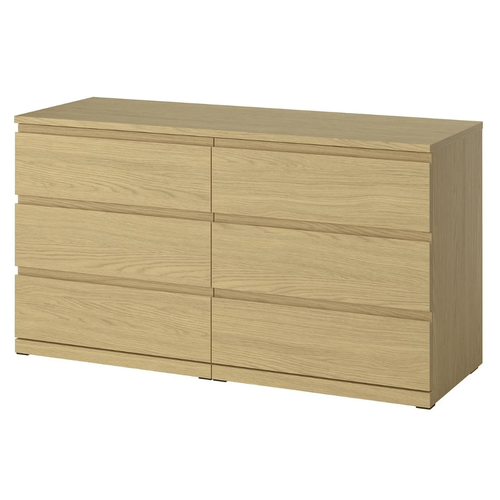 STORKLINTA IKEA Комод с 6 ящиками, под дуб, 140x50x75 см