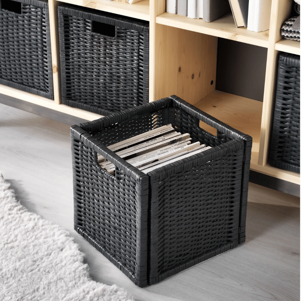 BRANAS IKEA Корзина, ротанг, чёрный, 32x34x32 см