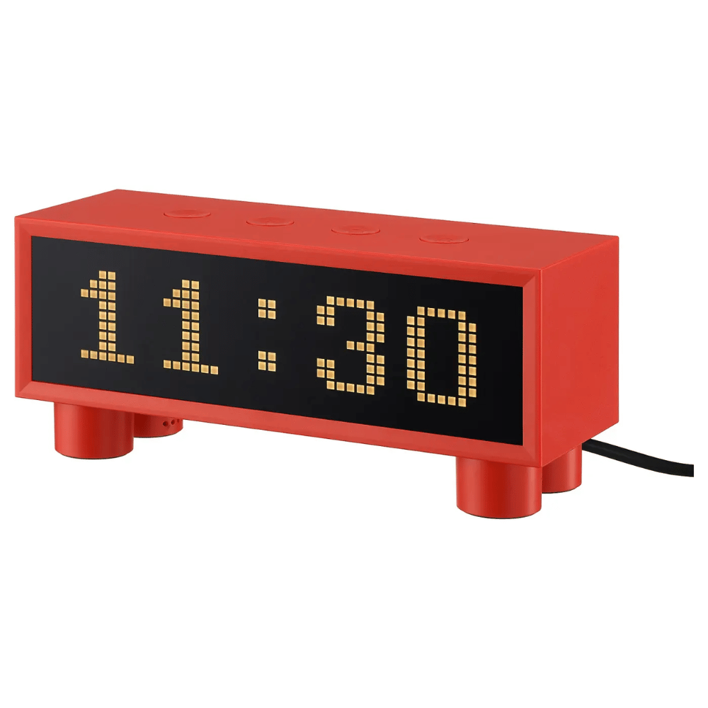 KORTLINJE IKEA Часы-будильник с гигрометром/терм, красный, 18x6x7 см