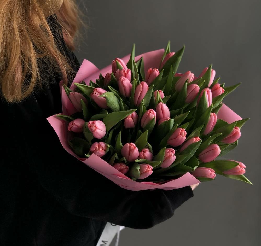 Розовые тюльпаны 50 шт, #185