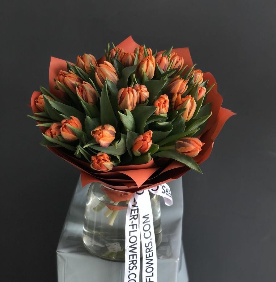 Оранжевые пионовидные тюльпаны 25 шт, #191