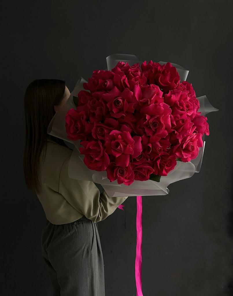 Большой букет французских роз-35 шт