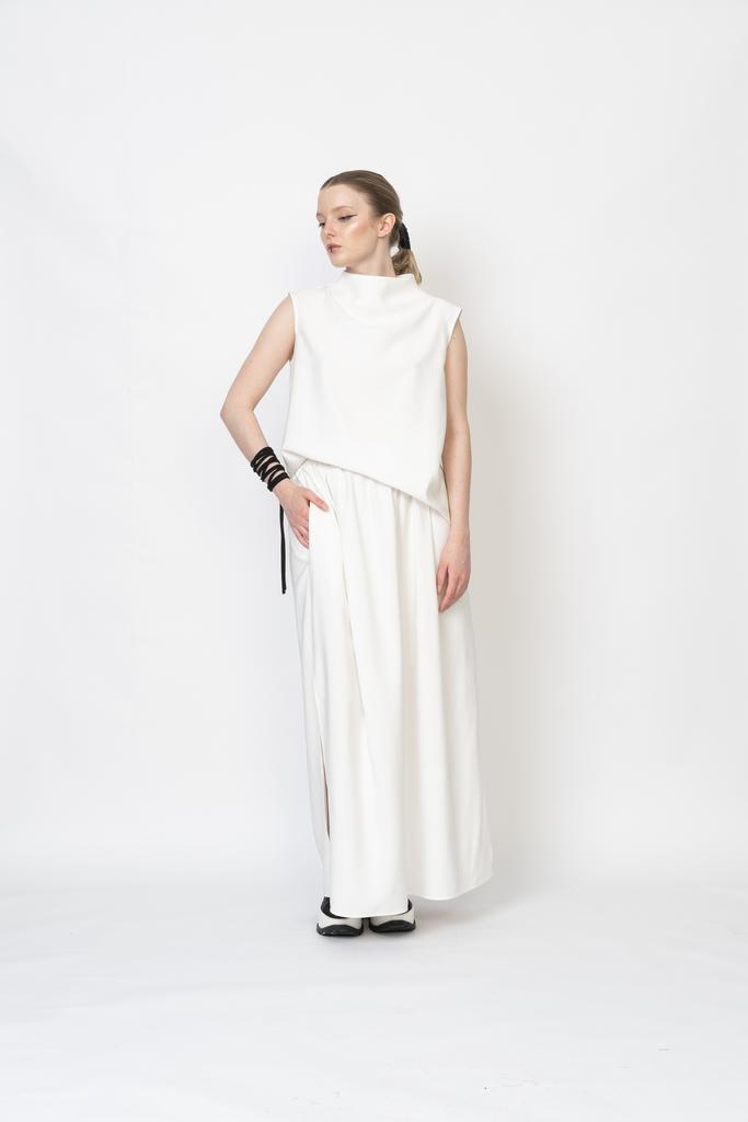 Юбка макси из тенсела белая