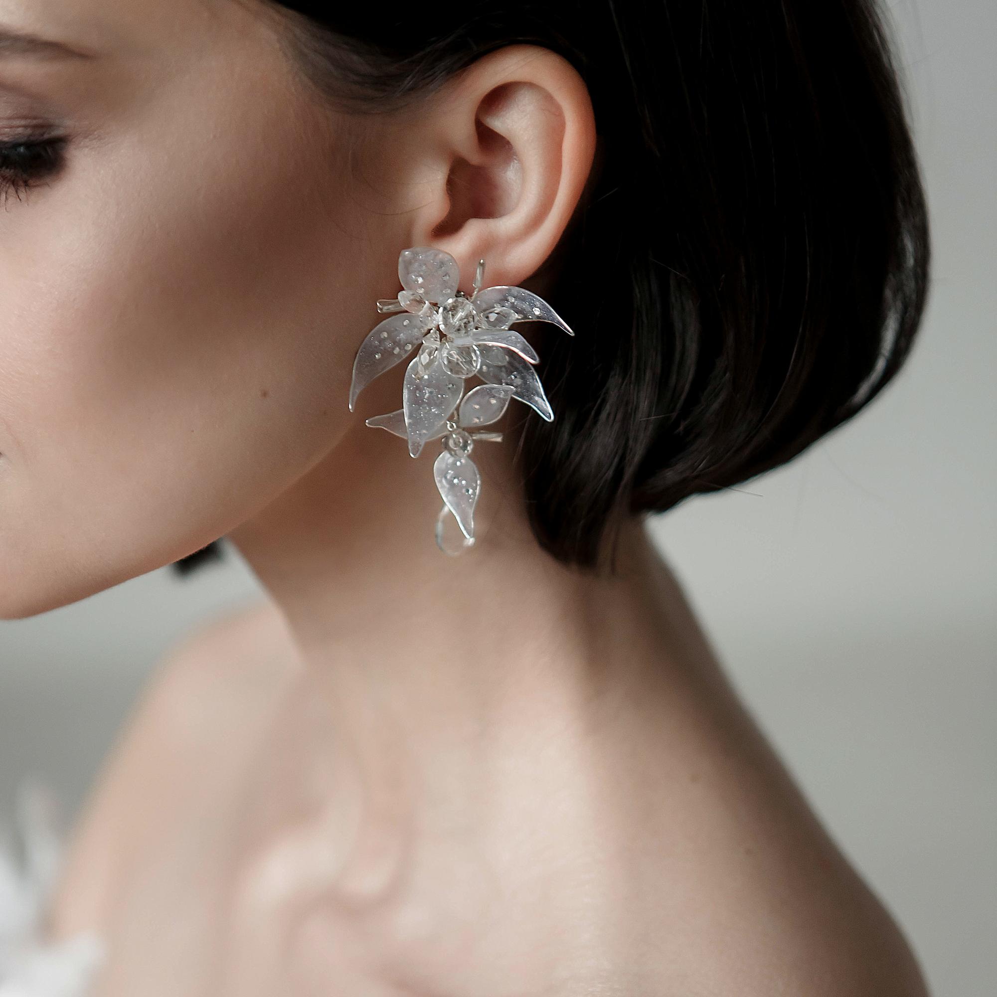 моносерьги, моносерьга, серьги для невесты, свадебные серьги, свадебные серьги спб, свадебный бижутерия, серьги для невесты купить