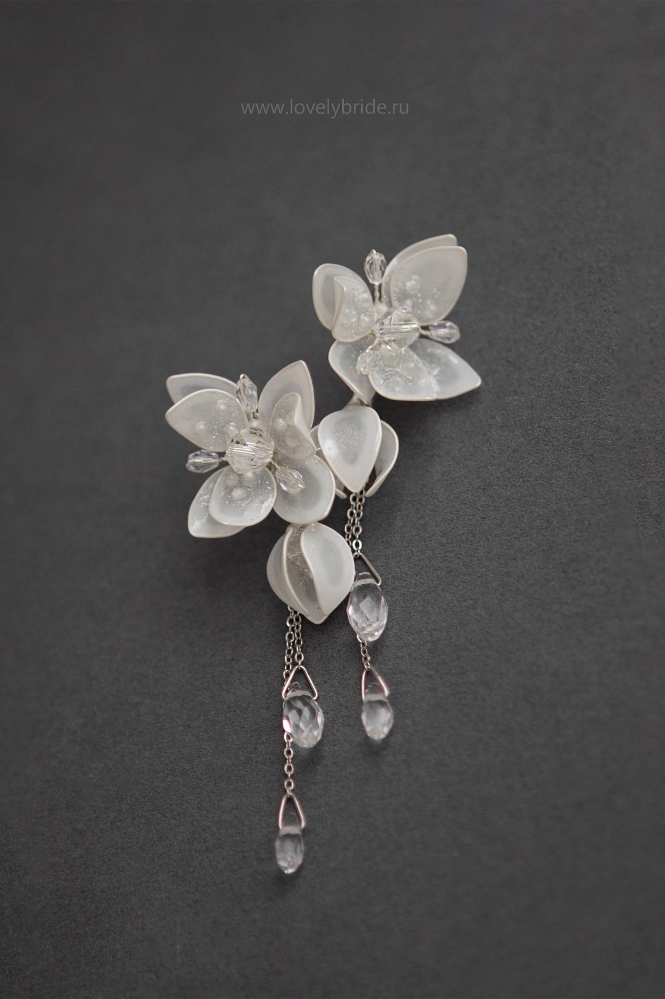 серьги цветы длинные, серьги цветы купить, свадебные серьги цветы купить, свадебная бижутерия, серьги для невесты, серьги на свадьбу, вечерние серьги, свадебные серьги, серьги с фианитами, серьги лепестки, серьги с лепестками купить