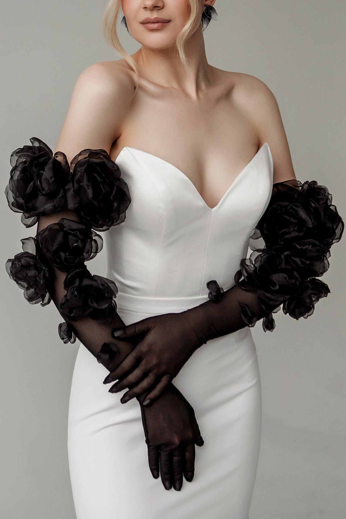 вечерние перчатки, черные перчатки длинные купить, перчатки с цветами купить, перчатки для невесты, перчатки ручной работы, дизайнерские перчатки купить, перчатки черные вечерние купить спб