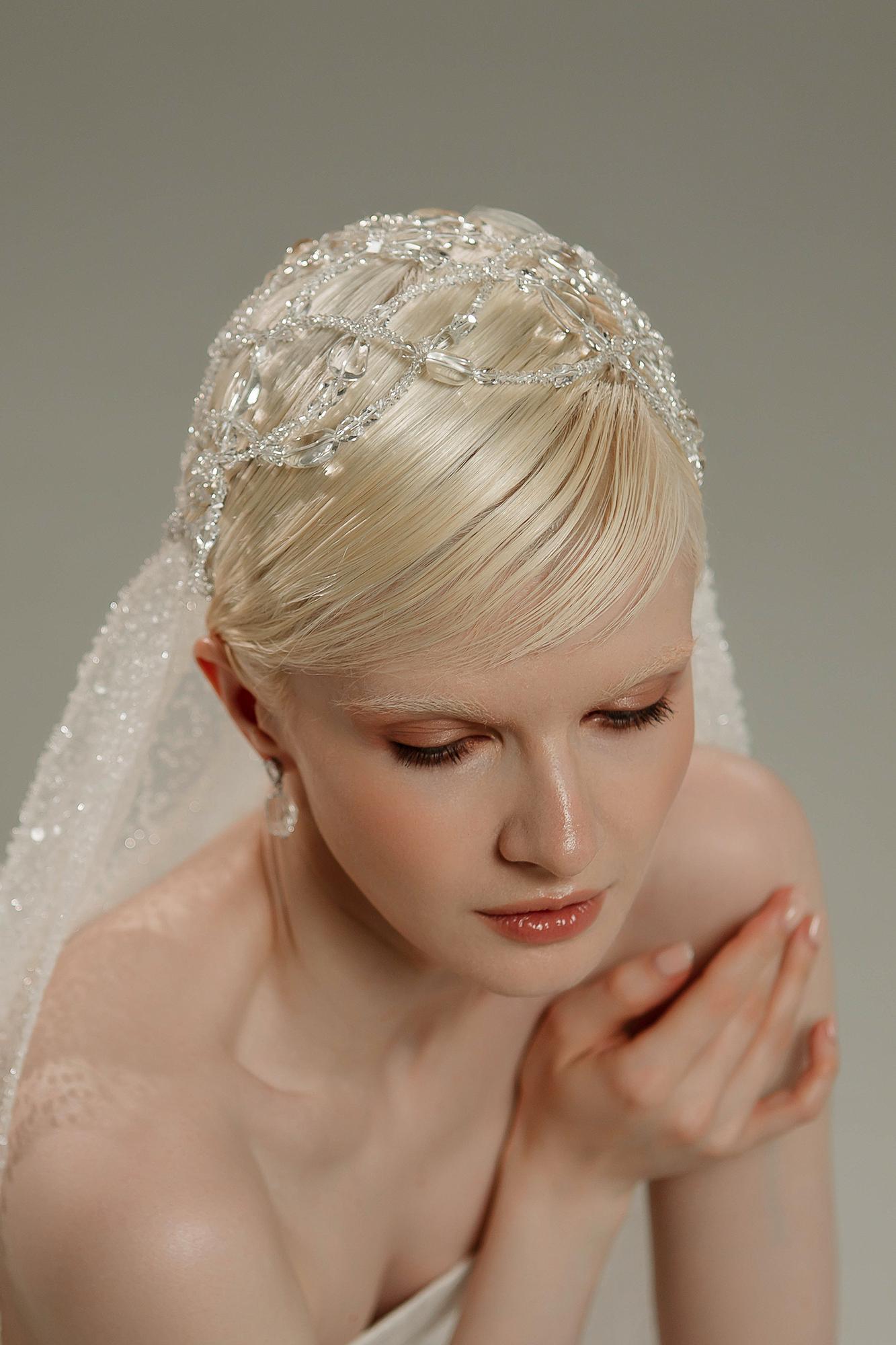 джульетка, свадебная джульетка, свадебная шапочка, бандана для невесты, свадебные украшения в волосы, украшения для невесты, джульетка ручной работы купить