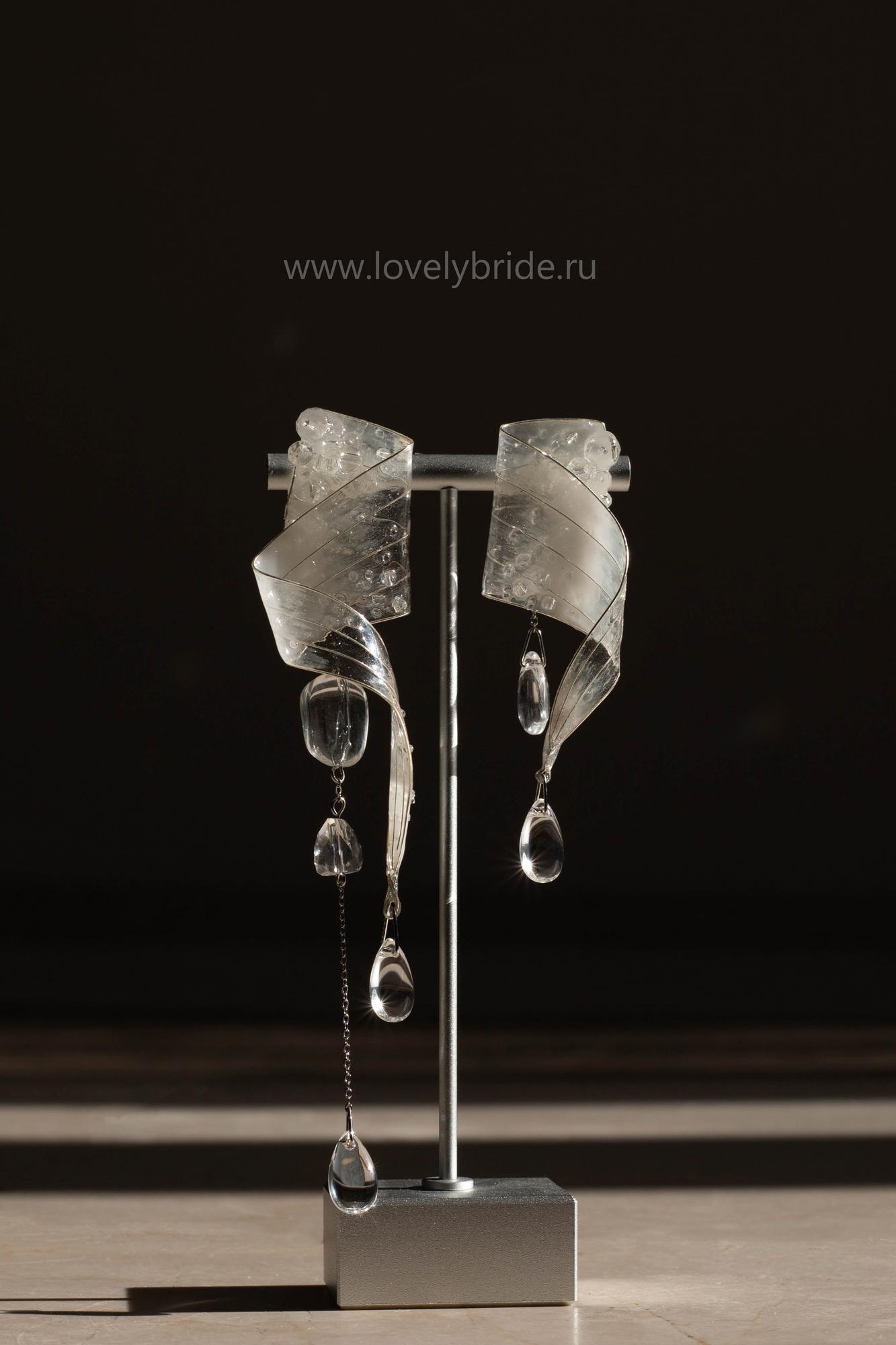 асимметричные серьги для невесты, серьги для невесты, свадебные серьги, свадебные серьги спб, свадебный бижутерия, серьги с хрусталем, серьги для невесты купить, свадебные украшения для невест купить