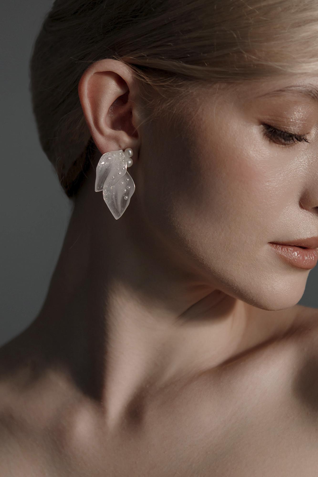 серьги с лепестками купить, свадебные серьги купить, серьги для невесты, свадебные украшения купить