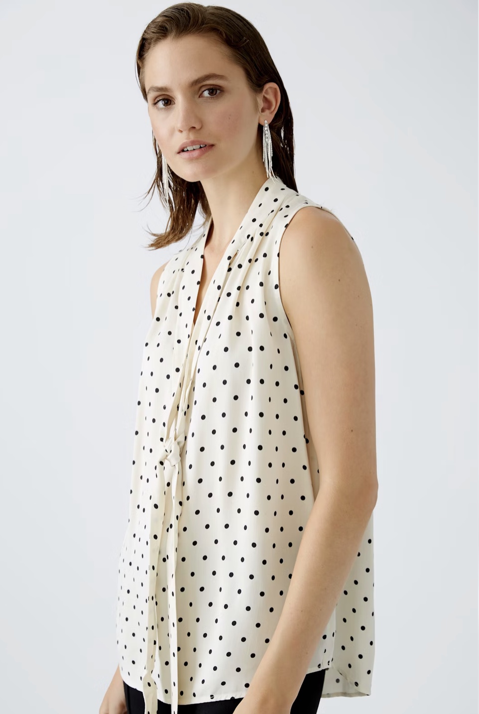 Блузка без рукавов принт горошек