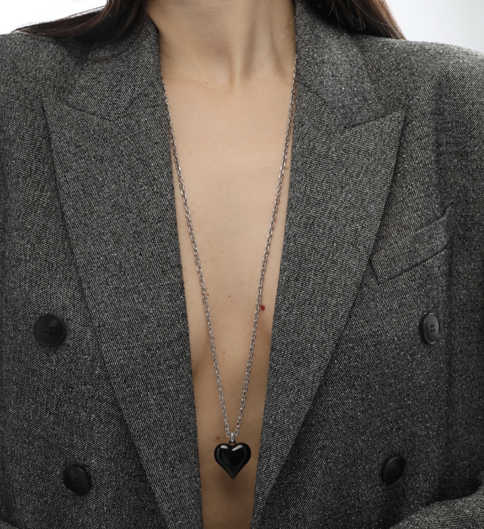 Кулон Сердцебиение эмаль черная