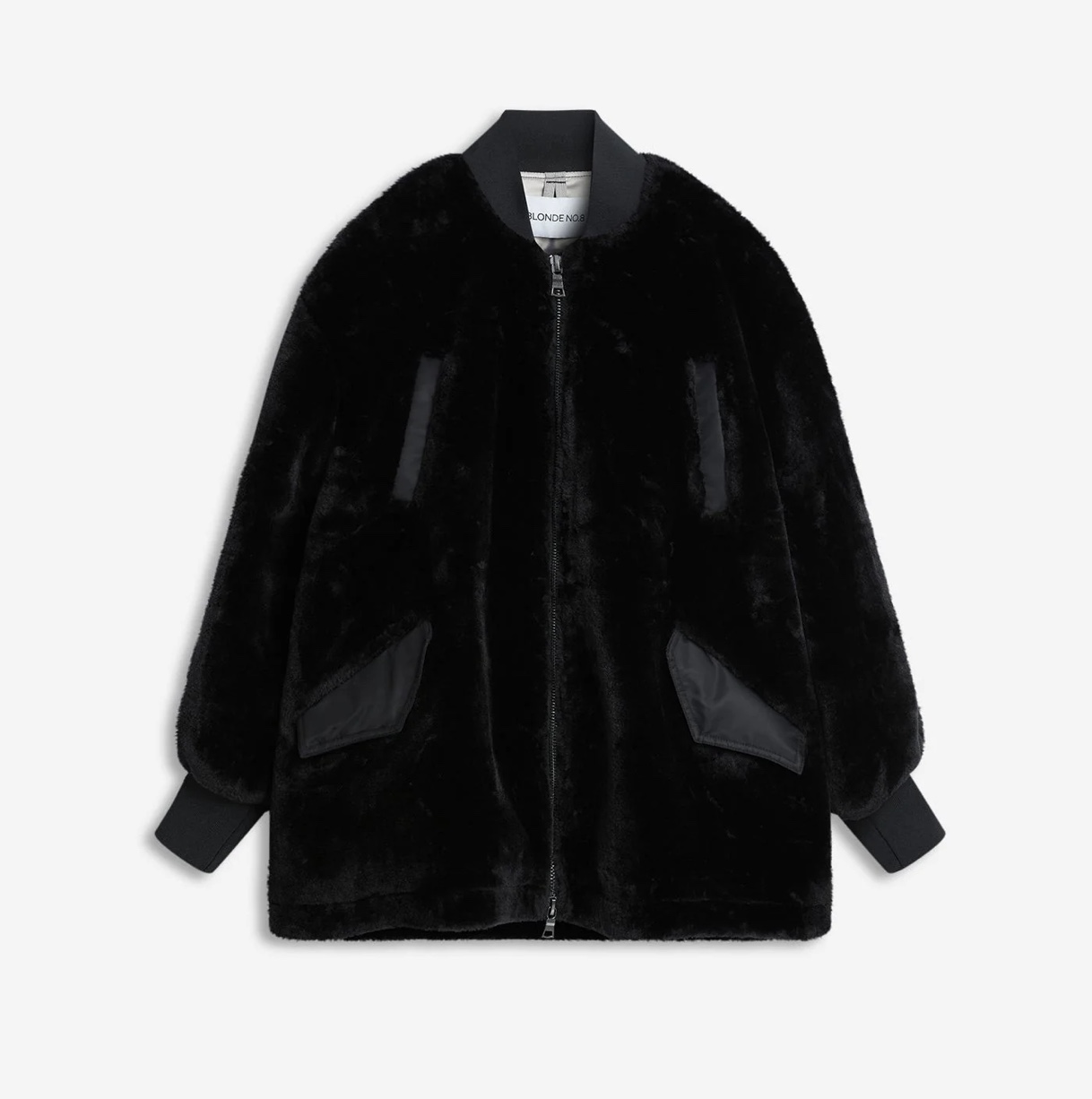 Бомбер черный эко мех