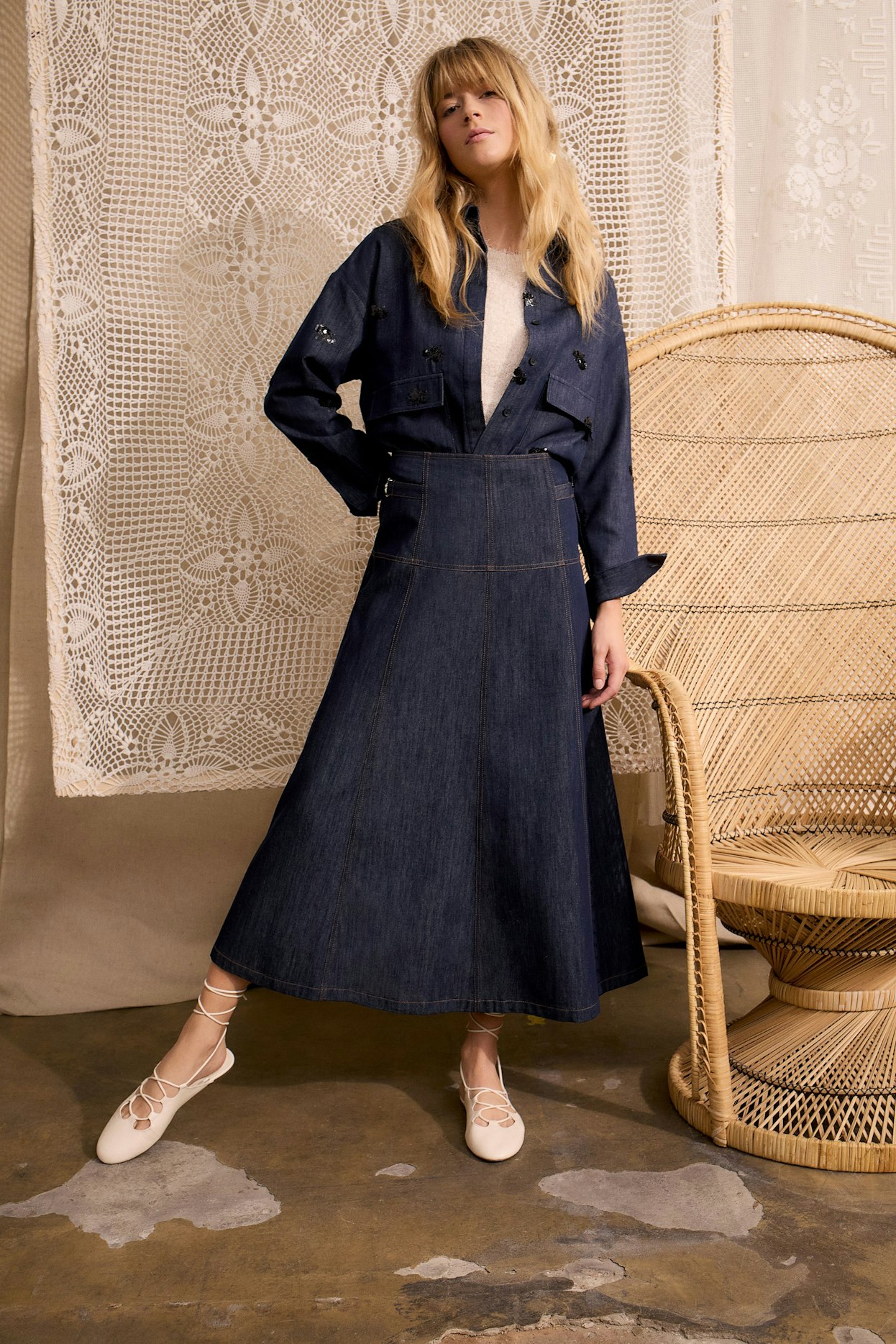 Юбка джинсовая А-силуэта