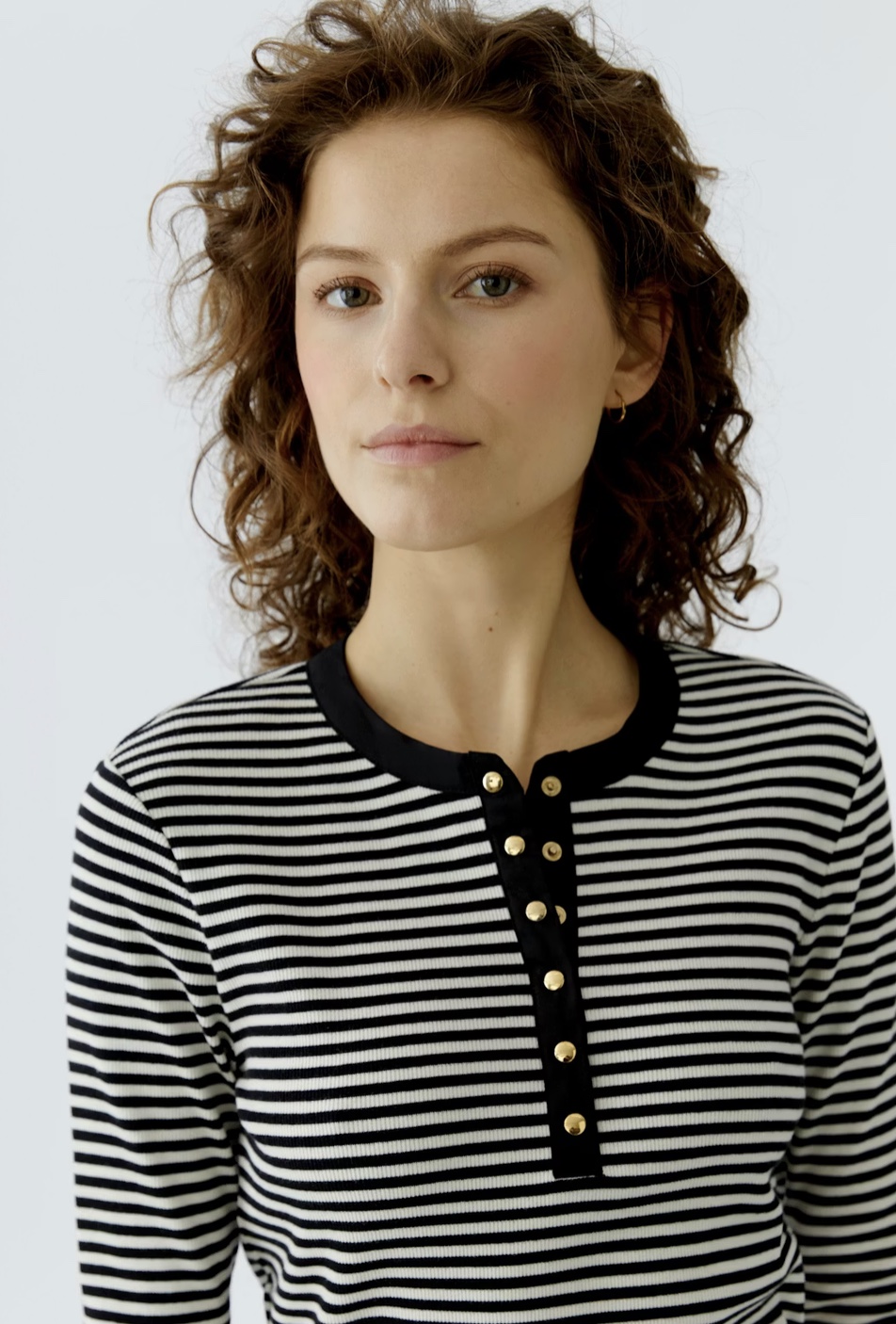 лонгслив полоска кнопки