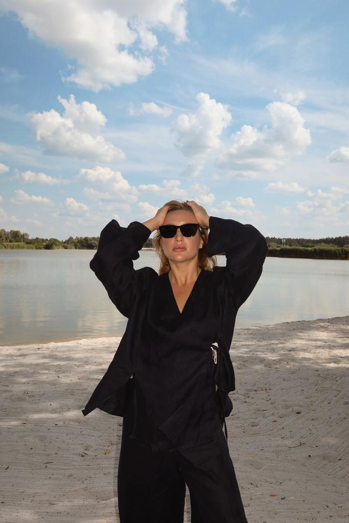 Сьют из итальянского льна с кимоно