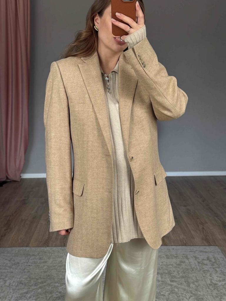 Песочный пиджак из шерсти и кашемира