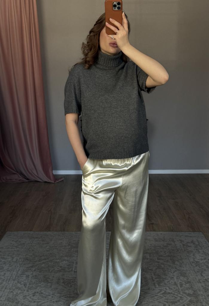 Свитер из смесовой шерсти с коротким рукавом