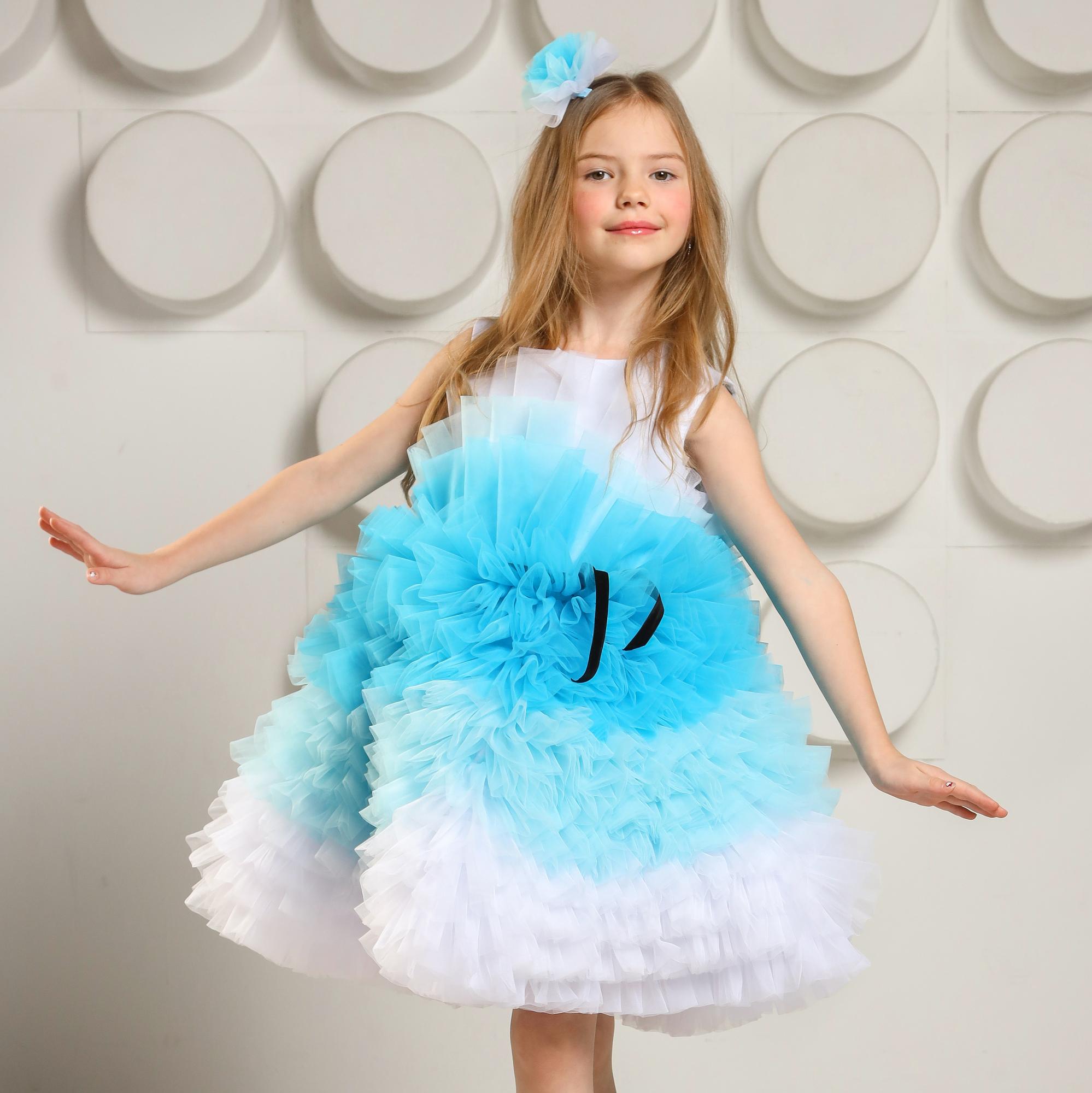 Платье "Peony" White-Blue