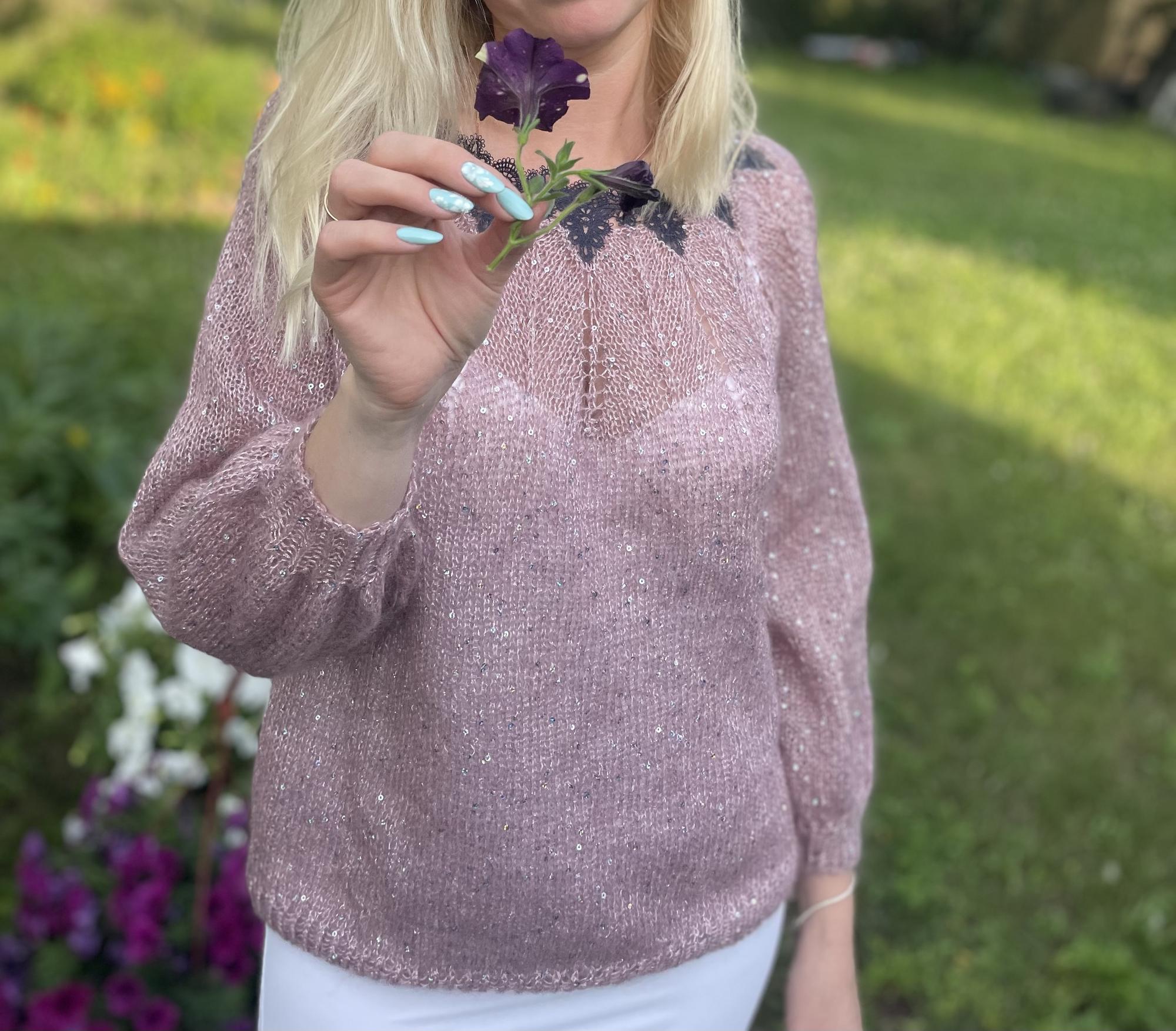 Кофточка из мохера с пайетками 46-48 размер