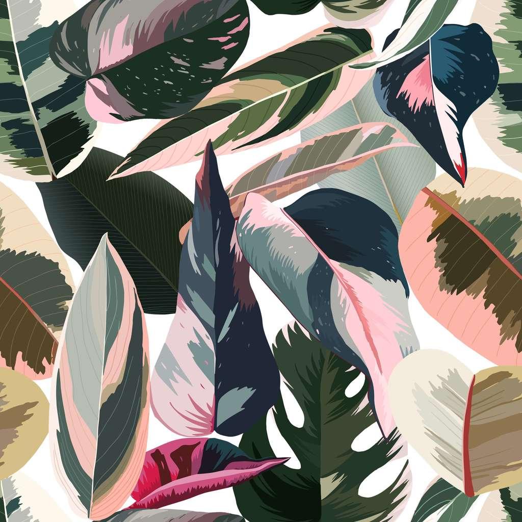 Pink leaves образец ткани