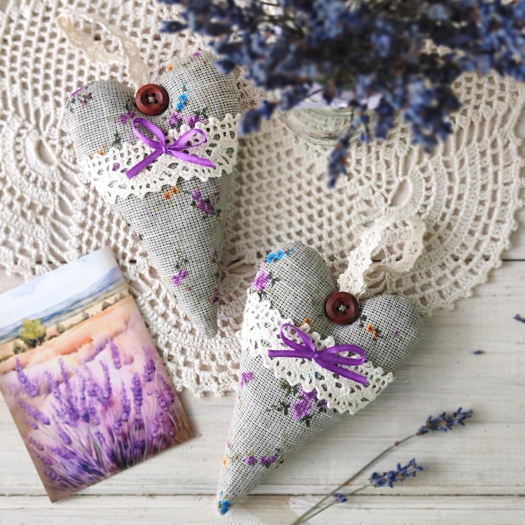 Льняное сердечко с лавандой, коллекция "Лавандовые сны"