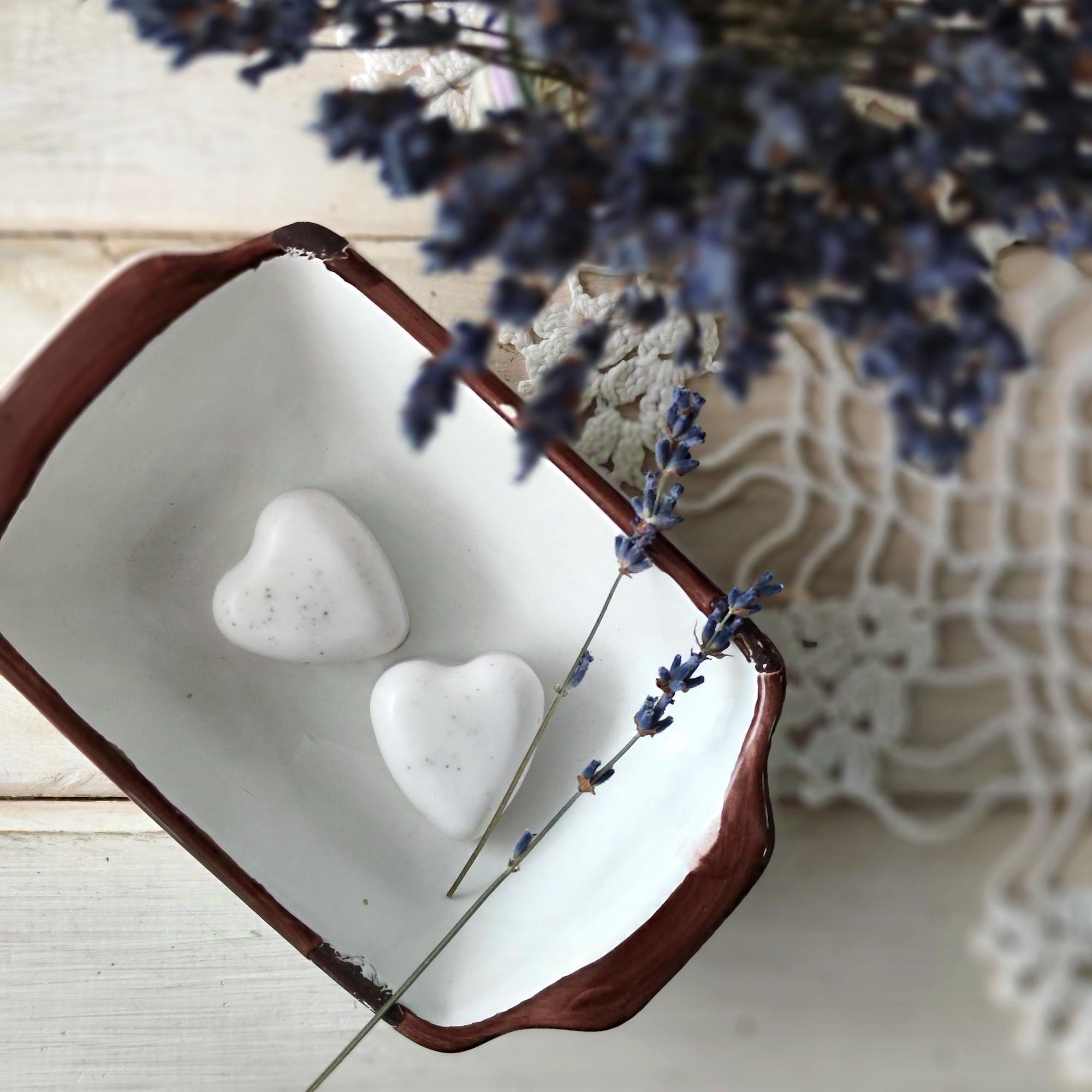 Крафтовое лавандовое мыло ручной работы с эффектом мрамора, сердечко пробник