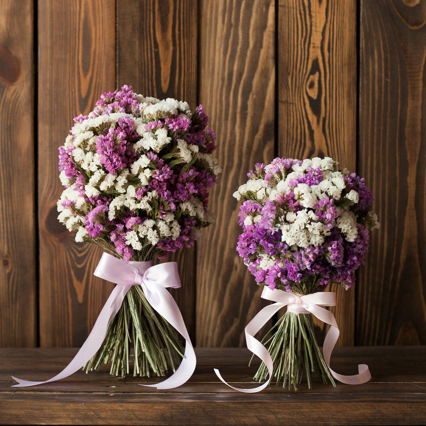 Букет из статицы - бело-розовый пухляш