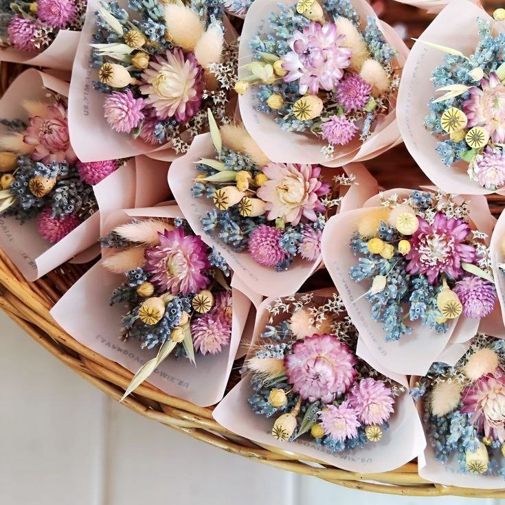 Мини-букет комплимент из сухоцветов в нежно-розовой гамме, коллекция "Крымский Прованс"